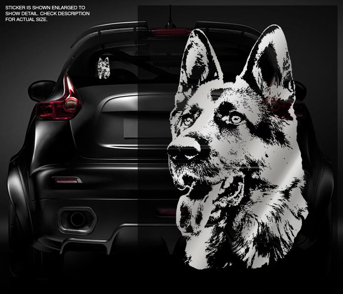German shepherd dog decal metallic silver 5"x3" vinyl car window sticker zu1