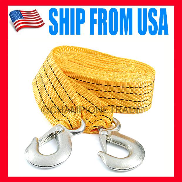 Us 150" car 2 hooks tow trunk towing strap rack rope cable hauling recovery new