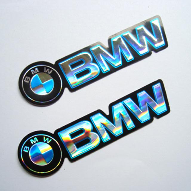 2pc. bmw racing red sticker die-cut foil emboss helmet car bike motorcross