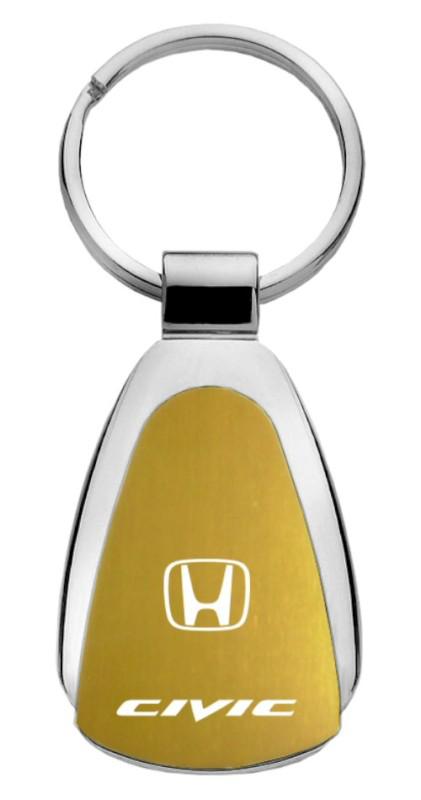 Honda civic gold teardrop keychain / key fob engraved in usa genuine