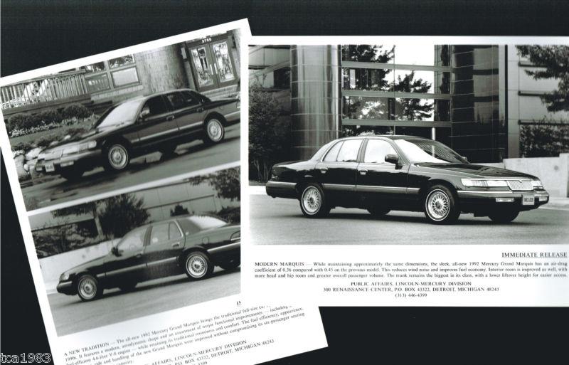 1992 mercury grand marquis press kit photo,specifications for?brochure