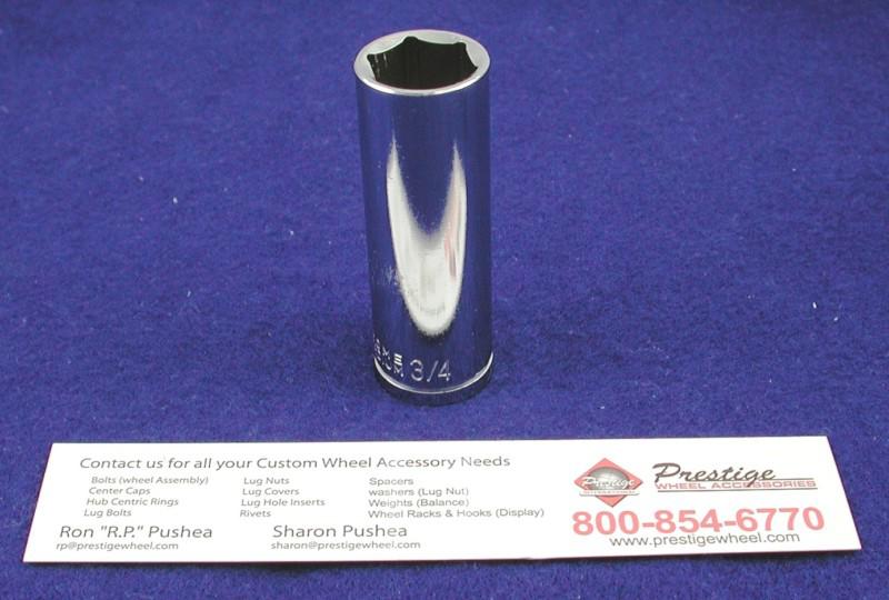  3/4" (19mm) thin wall vanadium socket 1/2" drive lug nut socket