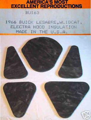 1966 lesabre wildcat electra hood insulation pad 5pc