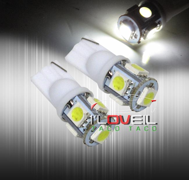 5 smd led light bulb dome map panel trunk plate interior t10 5050 pair of white