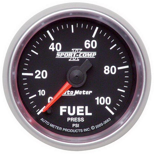 Auto meter 3663 sport comp ii 2 1/16" electric fuel pressure gauge 0-100 psi