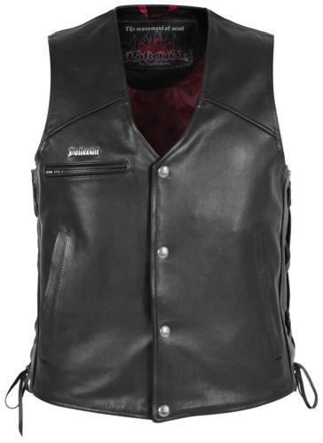 New pokerun cutlass-2.0 snap down leather vest, black, med/md