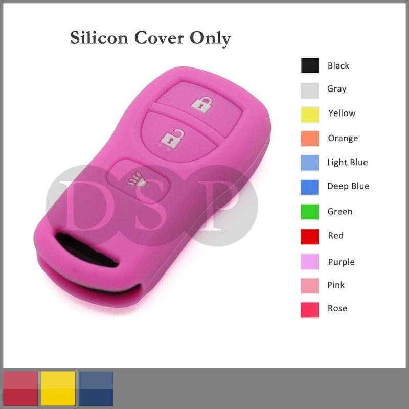 Silicone skin jacket cover holder for nissan remote key case shell 3 button pk