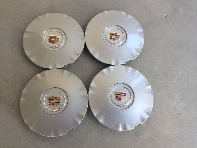 Oem 10 11 12 13 cadillac srx wheel center caps factory silver set of 4 genuine