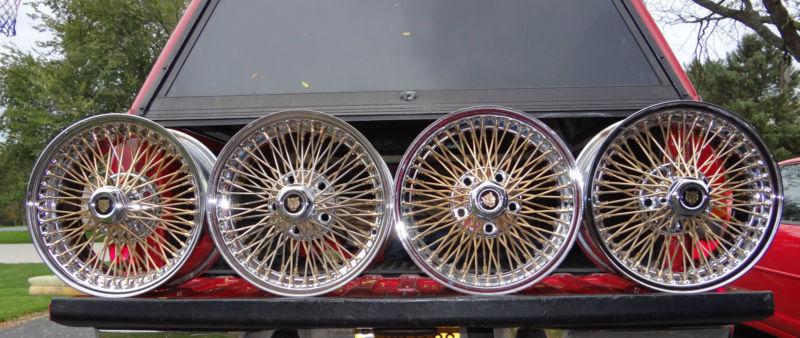 Wire wheels daytons 15x7" xj6 jaguar gold nipples very rare look.....@@