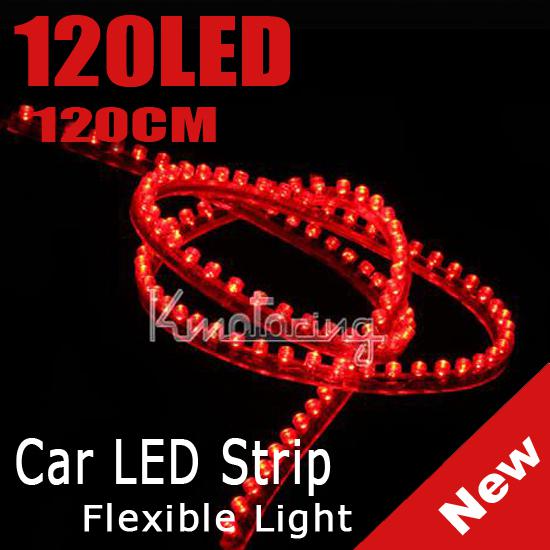 Wow 120cm 120 led strip car auto flexible grill waterproof light lamp 12v pvc