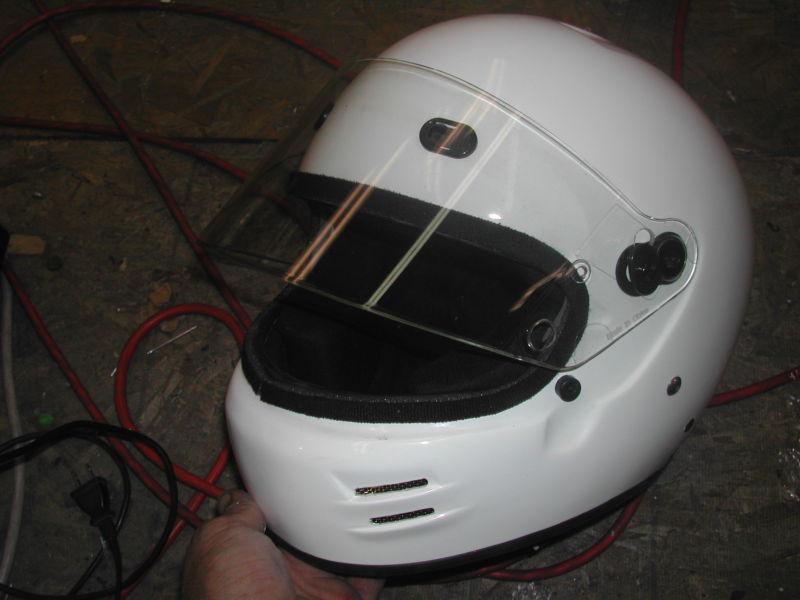 Bell helmet m4 auto racing white motorcycle hot rod bobber chopper dot 