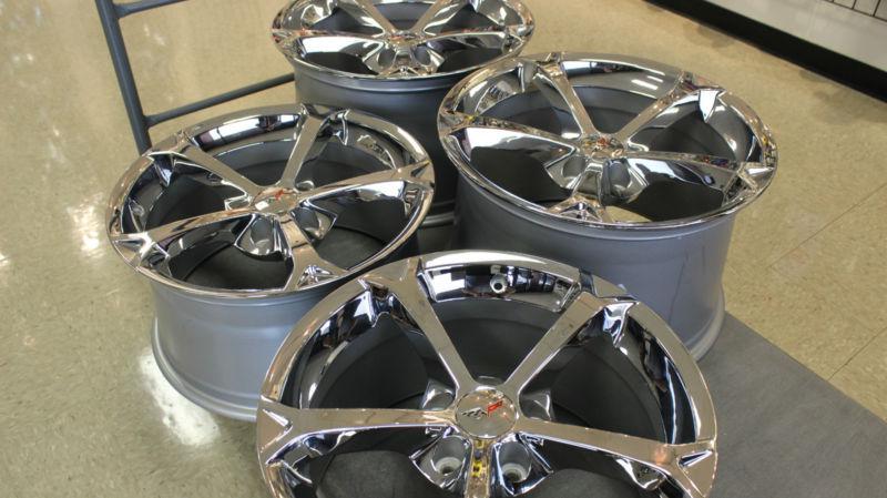 NEW GM OEM Chrome Grand Sport Corvette Wheels Rims 2006-2013 C6 Z06 ZO6 Size LS3, US $899.00, image 2