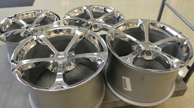 NEW GM OEM Chrome Grand Sport Corvette Wheels Rims 2006-2013 C6 Z06 ZO6 Size LS3, US $899.00, image 4