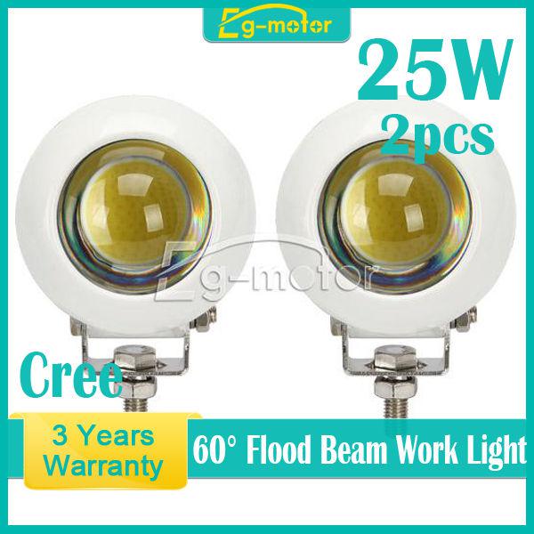 2x 25w cree work light flood beam led car boat truck 12/24v waterproof lamp 