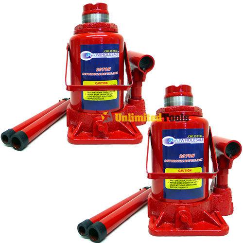 Qty(2) 20 ton low profile bottle jack shop equipment automotive garage repair hd