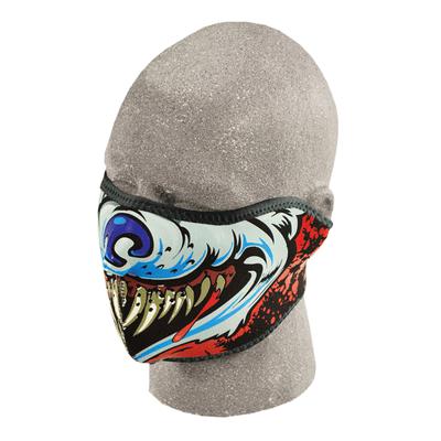 2 in 1 reversible motorcycle biker, ski mobile neoprene half face mask - wolf