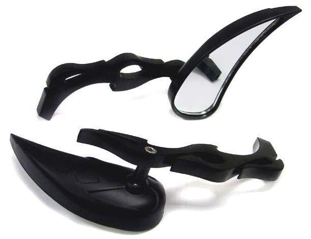 Black teardrop flame side mirrors for harley softail sportster dyna road king