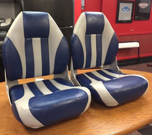 Boat seats tempress blue gray navistyle fold-down  - pair (2) two seats