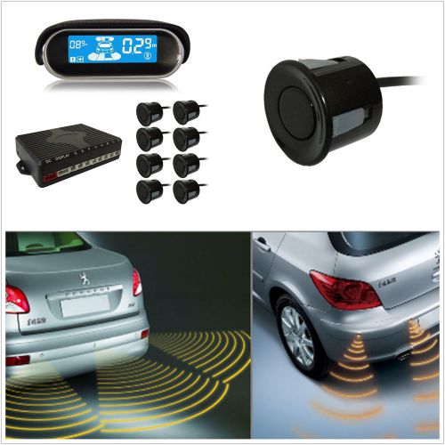 Black 8 parking sensors car smart buzzer reverse radar alert system lcd display