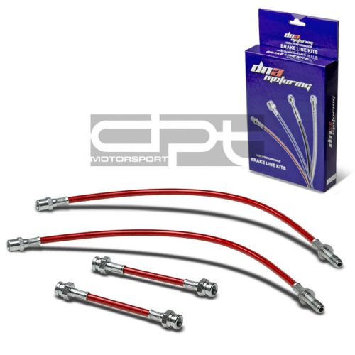 4pc f+r stainless steel hose brake line 93-98 vw golf/jetta mk3 a3/typ1h red