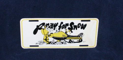 Vintage snowmobile novelty license plate ski-doo pray for snow yellow snowmobile