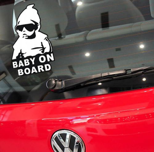Cool black white "baby on board" side door window car truck stickers wall decals