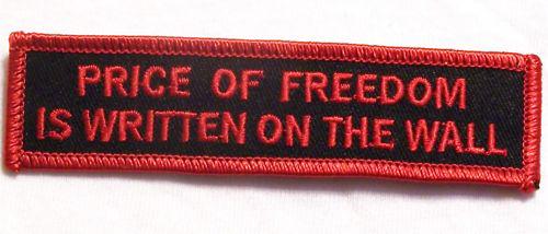 #0001 motorcycle vest patch price of freedom is written