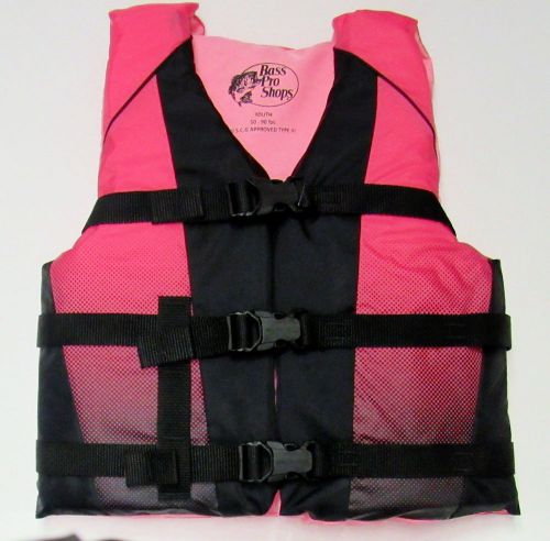 Bass pro shops recreational life jacket for youth pink/black
