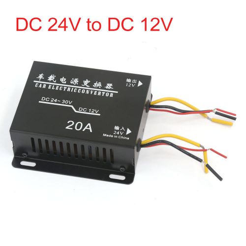 Black 20a dc 24v to 12v power supply transformer convertor 240w for car