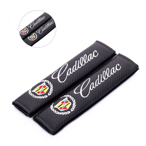 2x carbon fiber embroidery car seat belt cover pad shoulder cushion for cadillac