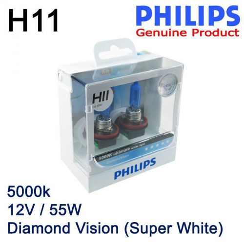 Philips diamond vision h11 5000k white light12v 55w headlight bulb (twins)