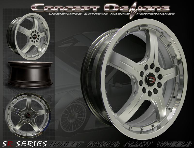 18" evoke f8 style wheels rims 5 lugs hypersilver 5x114.3/115 bolt pattern new