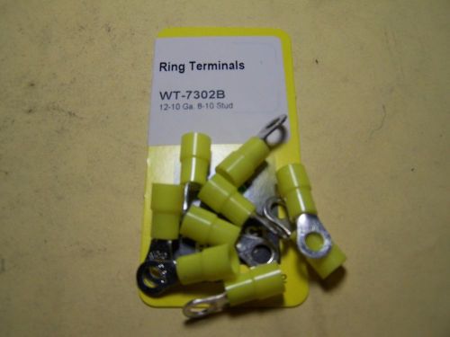 Electrical terminal - eye terminals 12-10 ga, 8-10 stud, yellow insulation, 9 pc