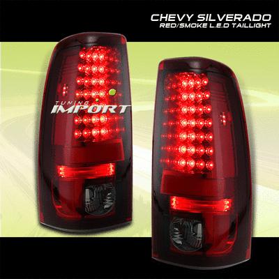 1999-2003 gmc sierra red/smoke pair led rear tail lights assembly left right