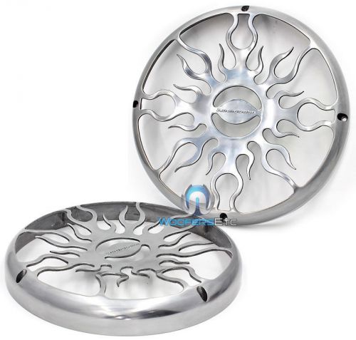 2 afg15 15&#034; grill protective aluminum sub cover fifteen inch subwoofer audiobahn
