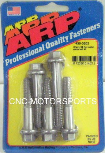 Arp water pump bolt kit 430-3202 chevy all v8 long pump stainless 300 hex head