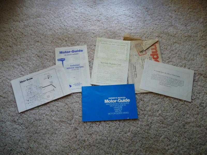 1978 motor guide trolling motor owner's manual, parts list, warranty card. *nr*