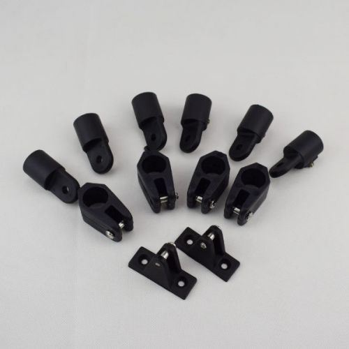Substantial plastic set 3 bow bimini top fittings fit 7/8'' black new