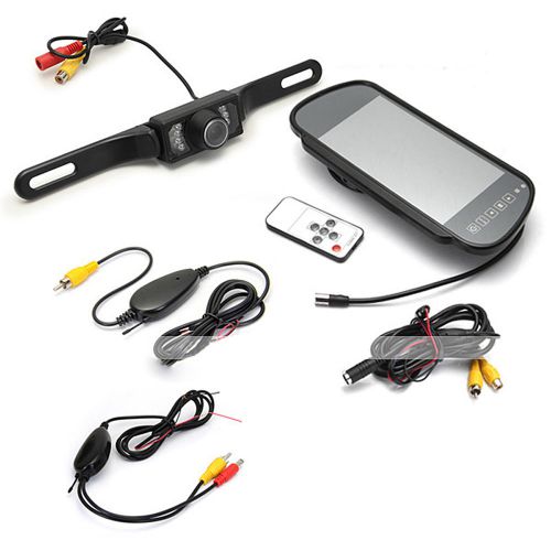 Car 7 &#034;monitor rearview mirror reverse sensor ir camera receiver black