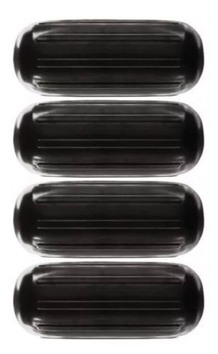 4 black ribbed boat fenders 10" x 28" center hole bumpers docking protection htm