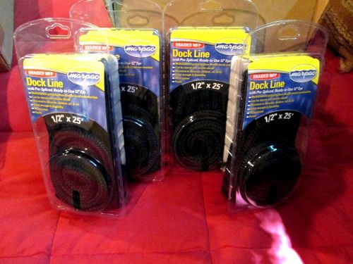 1/2"x25' black double braided mfp dock line (4 pack)
