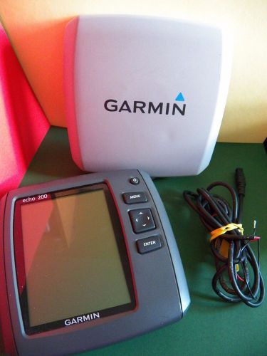 Garmin echo 200 fish finder with cover and power cord - fishing boat - guc