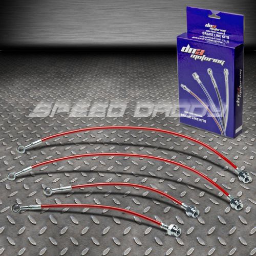 Front+rear stainless steel hose brake line for 89-98 nissan 240sx s13 s14 red