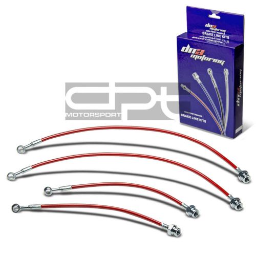 For s13 s14 replacement front/rear stainless hose red pvc coated brake lines