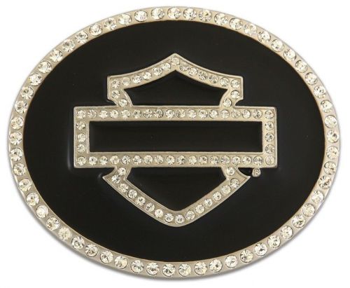 Harley-davidson womens belt buckle crystal bar &amp; shield chrome - hdwbu10085