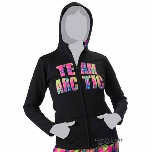 Arctic cat women&#039;s team arctic flannel zip-up hoodie sweatshirt - black 5253-41_