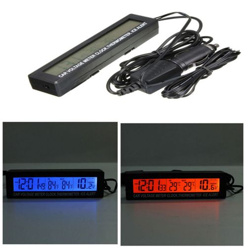 Buy LCD Digital Auto Car Clock Thermometer Temperature Voltage Meter