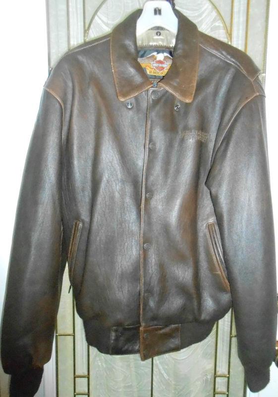Harley davidson legendary leather jacket brown bomber vintage high roller size m