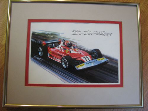 Ferrari 312/t2 niki lauda f-1 world champ &#039;77~original watercolor by ed gullett