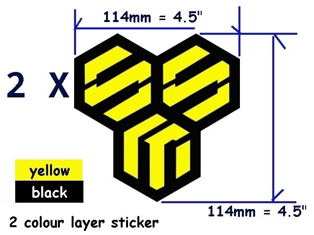 (2 x) 4.5" roboteach macross frontier sms vinyl decal black and yellow  2 colour